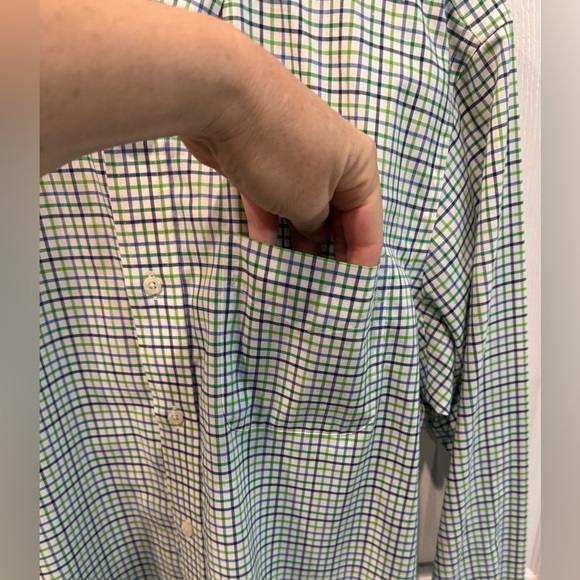 Lauren Ralph Lauren Men’s Shirt Size 16 (34/35) Classic Fit Non-Iron Green Plaid - Picture 5 of 9